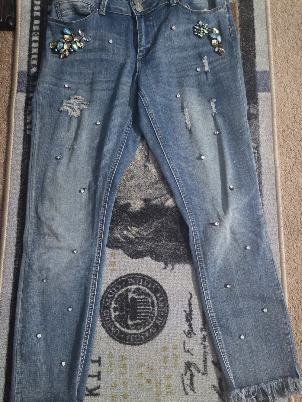 Indigo Rein Blue Skinny Jeans with Jewel Embellishments